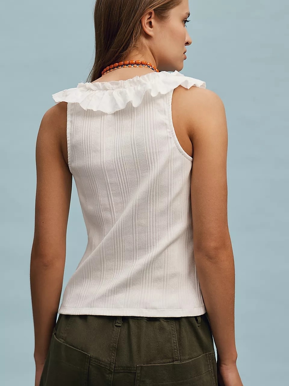 Pilcro V-Neck Ruffle-Front Tank Top - Picture 2 of 9